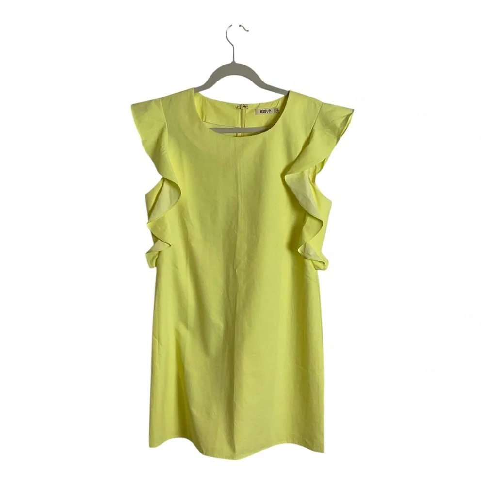 ESSUE Women’s Medium Yellow Ruffle Dress - Picture 1 of 3